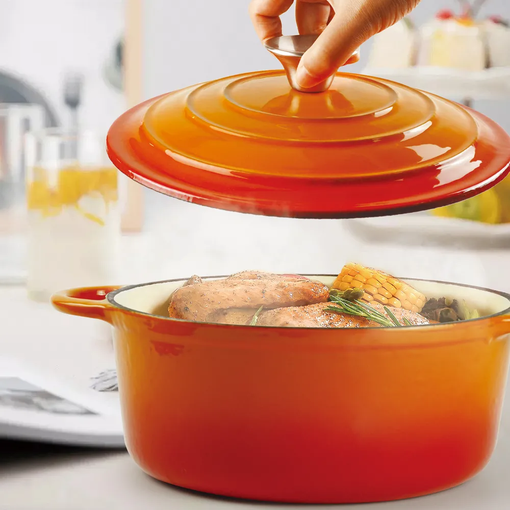 Custom colorsd non-stick bread potato enamel cooking dutch oven cast iron cookware casserole