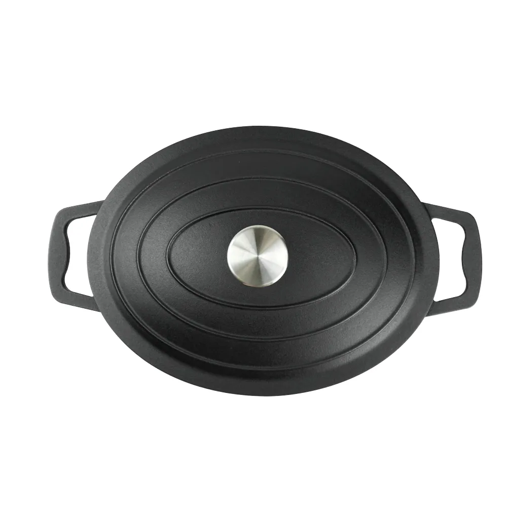 Kitchen utensils: Dutch oven, oval-shaped colored enamel cast iron pot