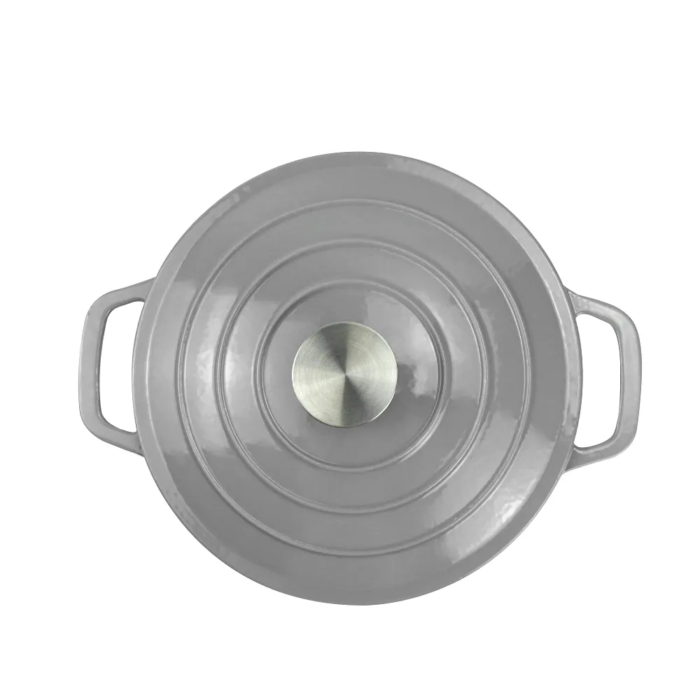 Enamel cast iron Dutch pot with lid kitchenware is suitable for stewing, baking and bread baking in gray