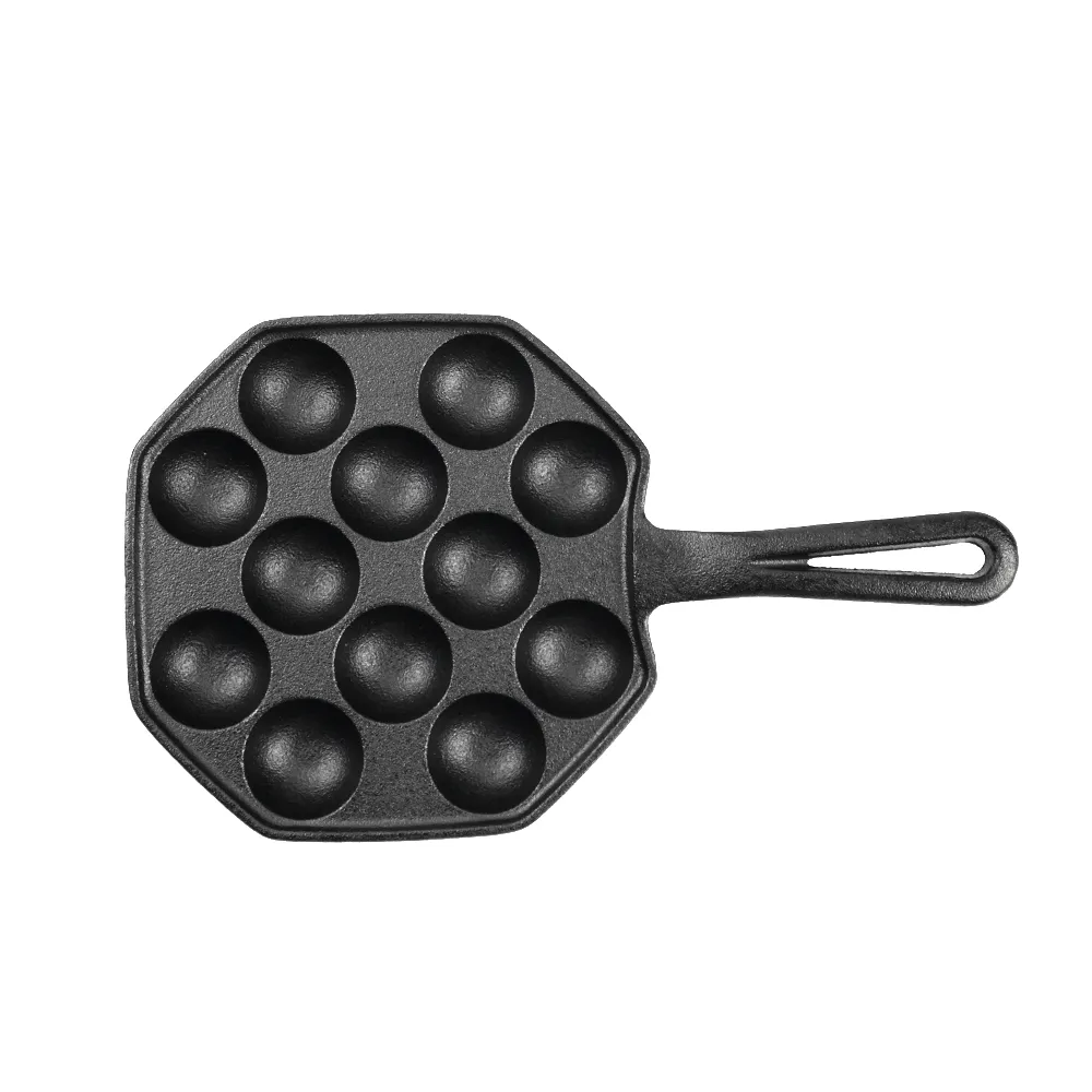 12-hole baking tray, cast iron non-stick cooking tray, pancake tray, octopus ball baking machine, suitable for quail eggs, octopus, black non-stick frying pan