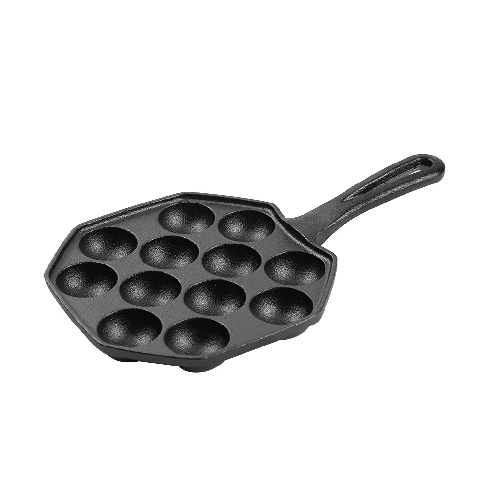 12-hole baking tray, cast iron non-stick cooking tray, pancake tray, octopus ball baking machine, suitable for quail eggs, octopus, black non-stick frying pan