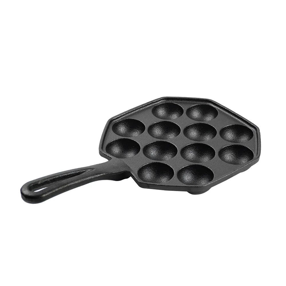 12-hole baking tray, cast iron non-stick cooking tray, pancake tray, octopus ball baking machine, suitable for quail eggs, octopus, black non-stick frying pan