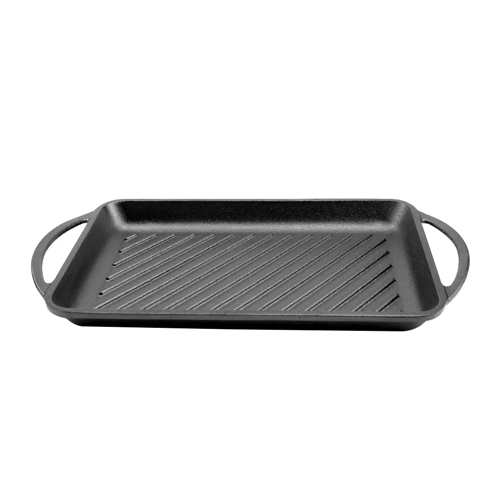 High Quality Chinese Manufacturing Supplier Black Customizable Rectangular Vegetable Oil Coated 33cm Cast Iron Dish Pan