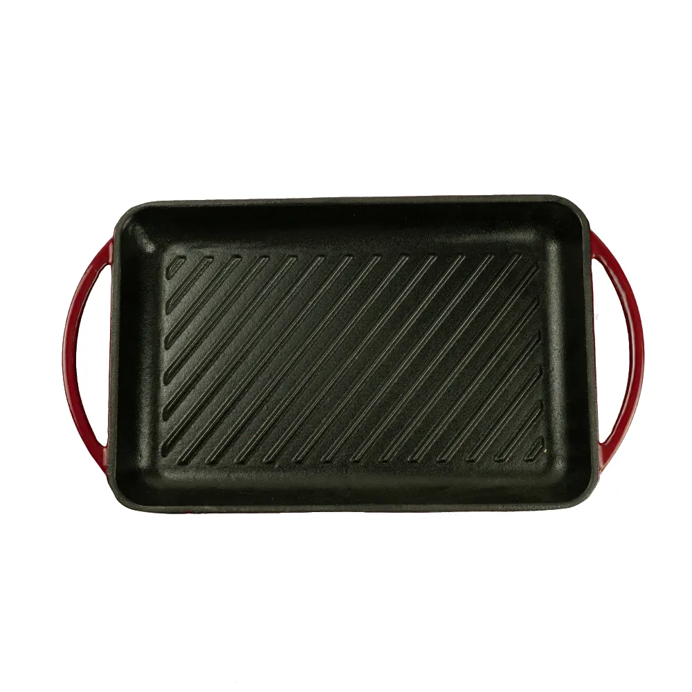 High Quality Chinese Manufacturing Supplier Black Customizable Rectangular Vegetable Oil Coated 33cm Cast Iron Dish Pan