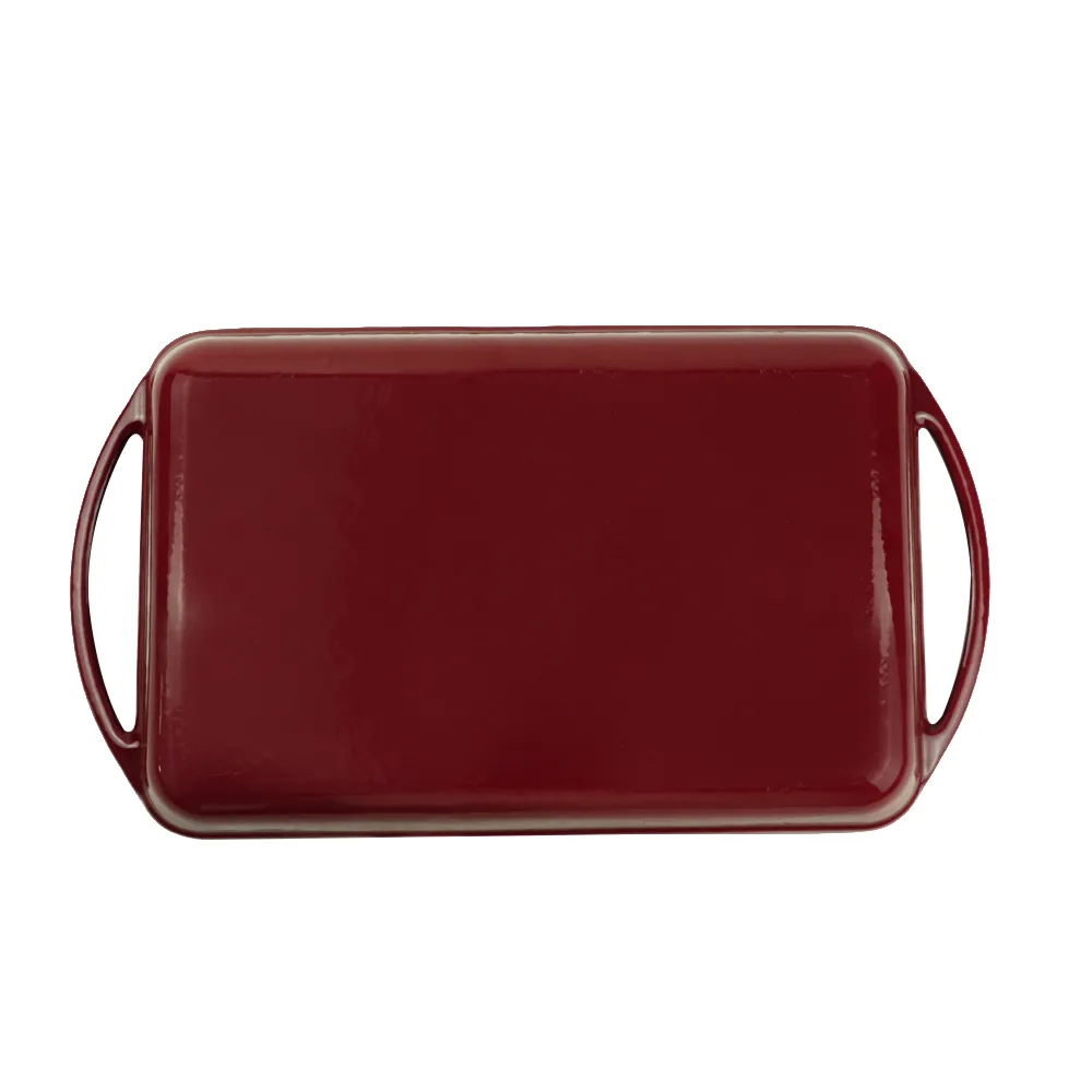 High Quality Chinese Manufacturing Supplier Black Customizable Rectangular Vegetable Oil Coated 33cm Cast Iron Dish Pan