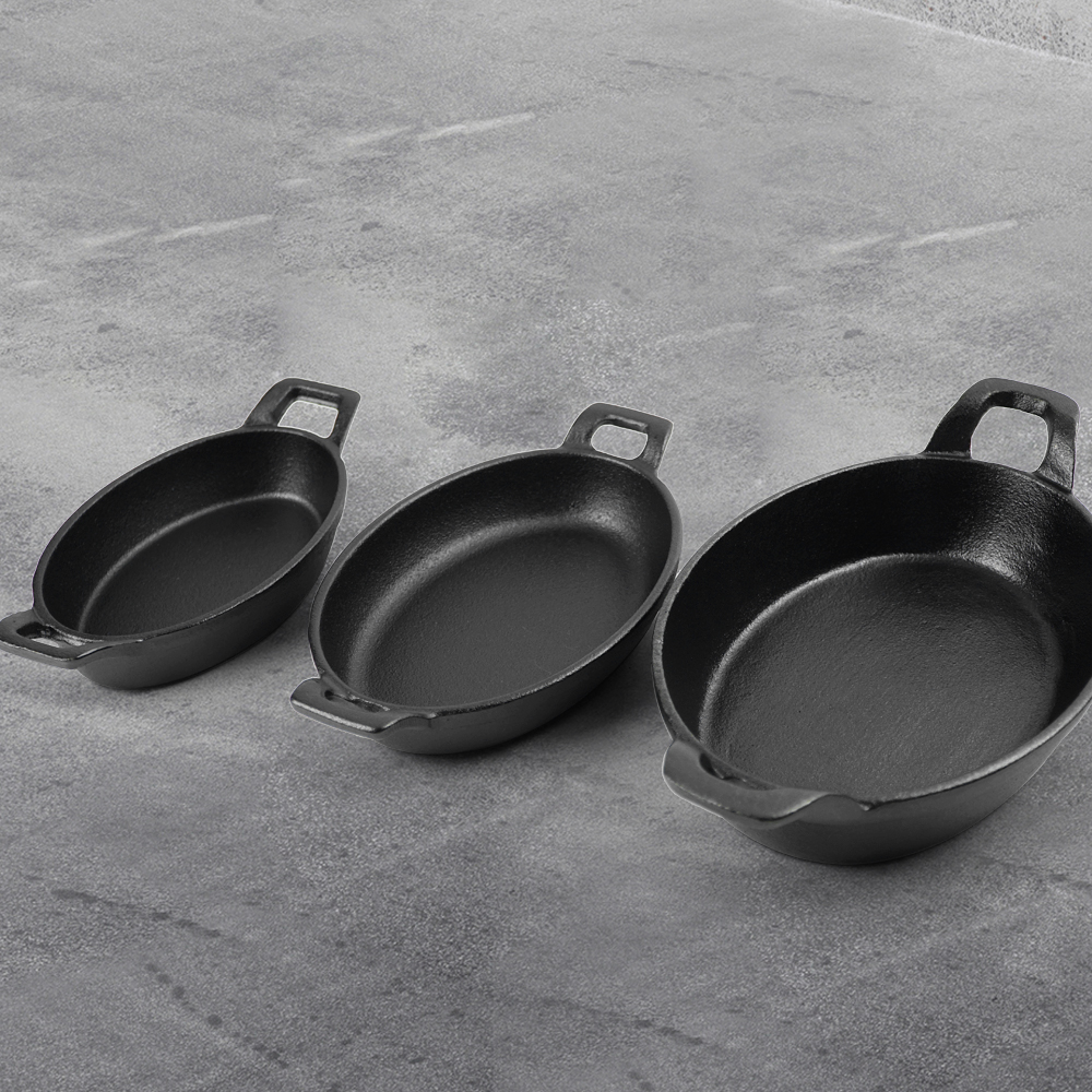 Mini cast iron frying pan, small oval frying pan, cast iron cookware set