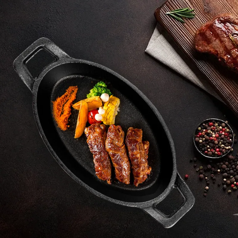 Mini cast iron frying pan, small oval frying pan, cast iron cookware set