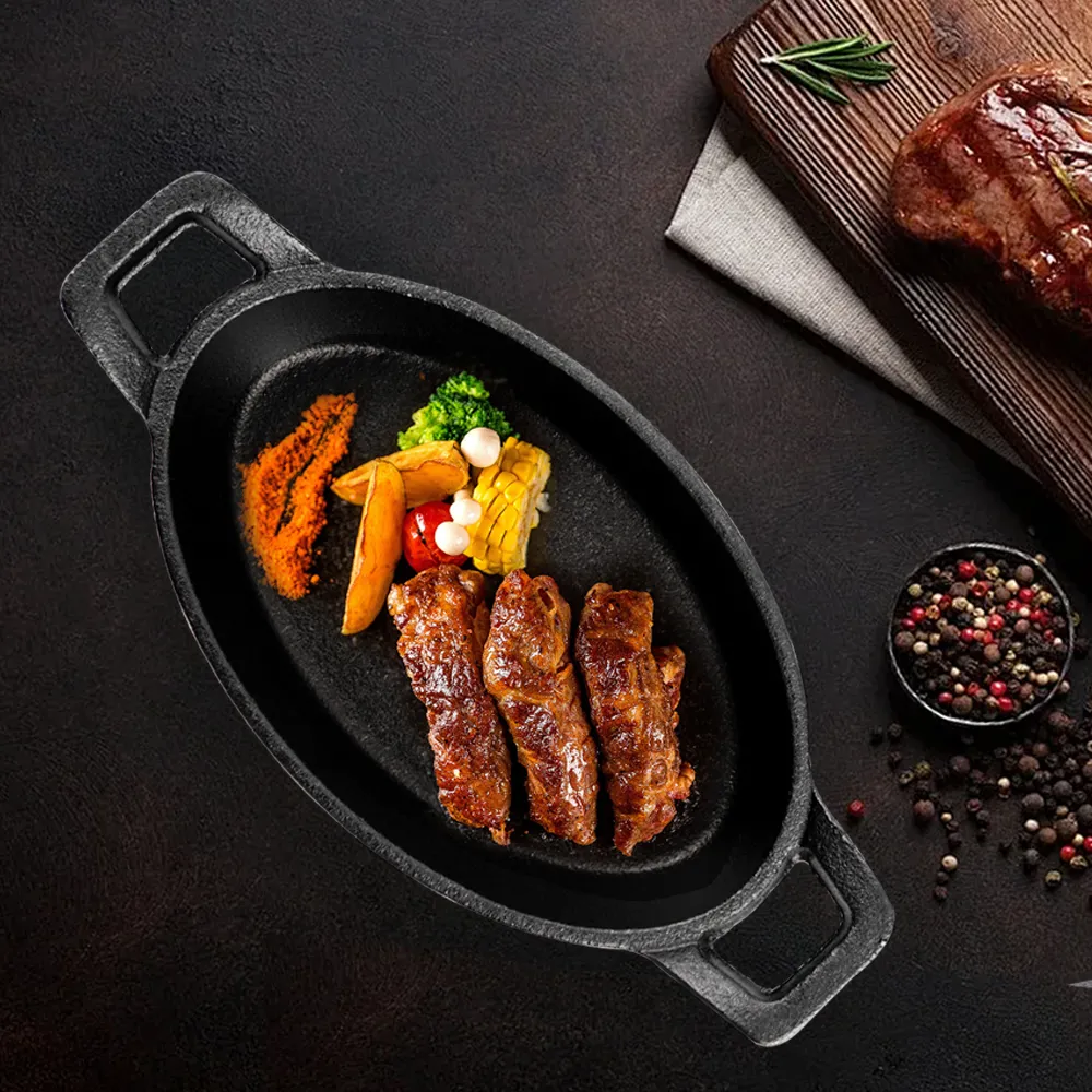 Mini cast iron frying pan, small oval frying pan, cast iron cookware set