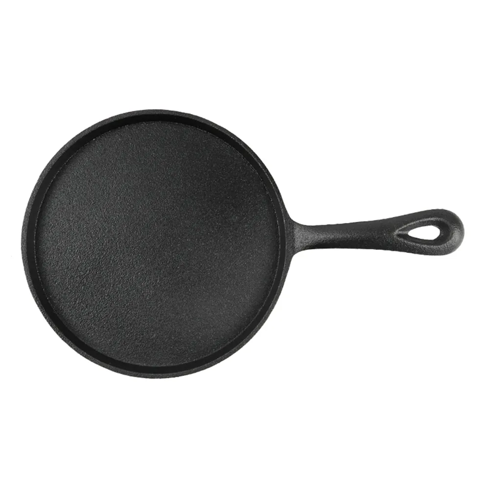 Pre-treated cast iron pizza pan round frying pan, suitable for pizza, crepe and pancakes