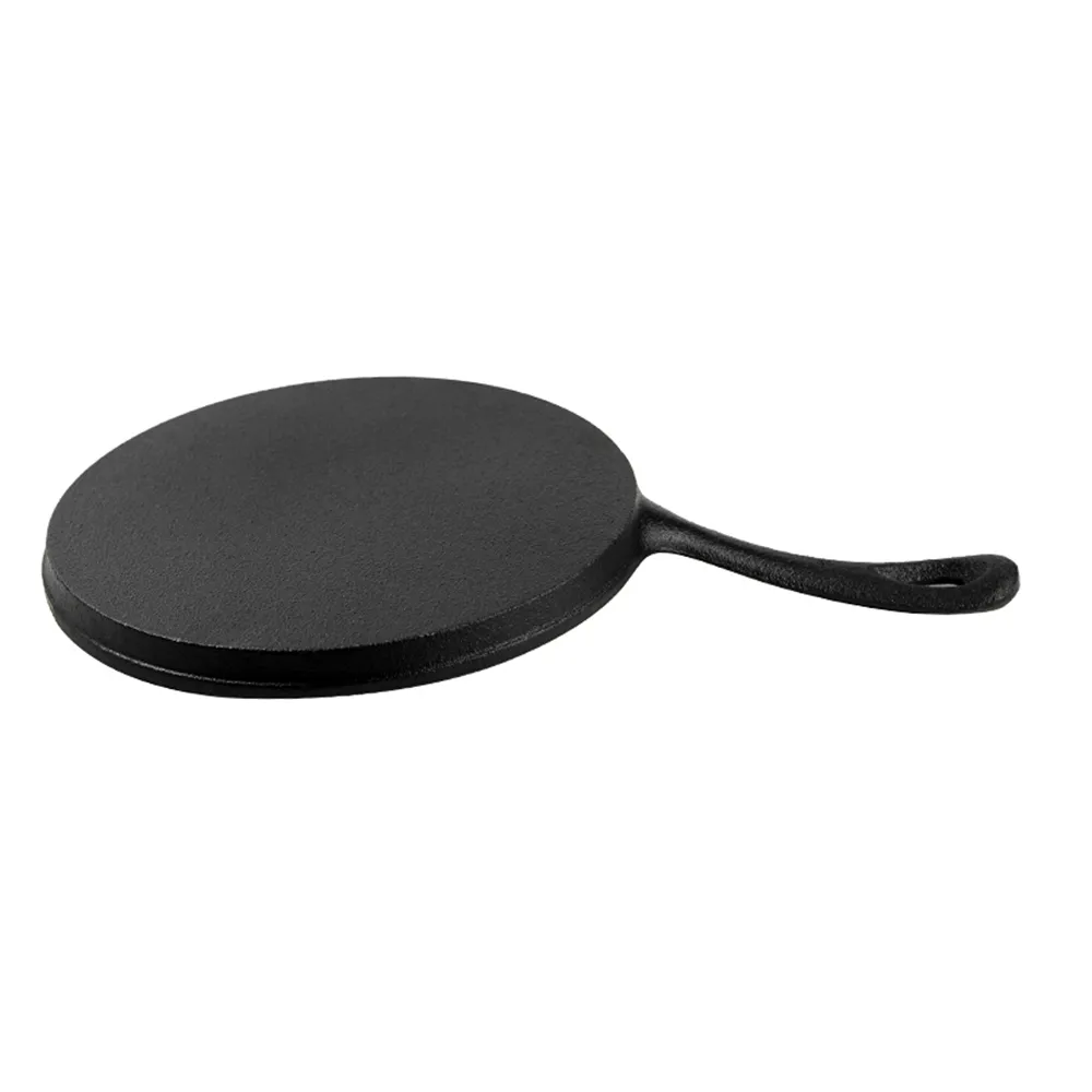 Pre-treated cast iron pizza pan round frying pan, suitable for pizza, crepe and pancakes