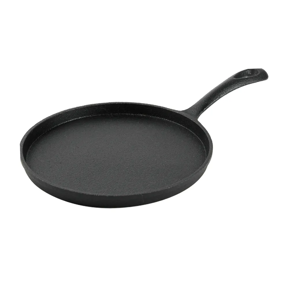 Pre-treated cast iron pizza pan round frying pan, suitable for pizza, crepe and pancakes