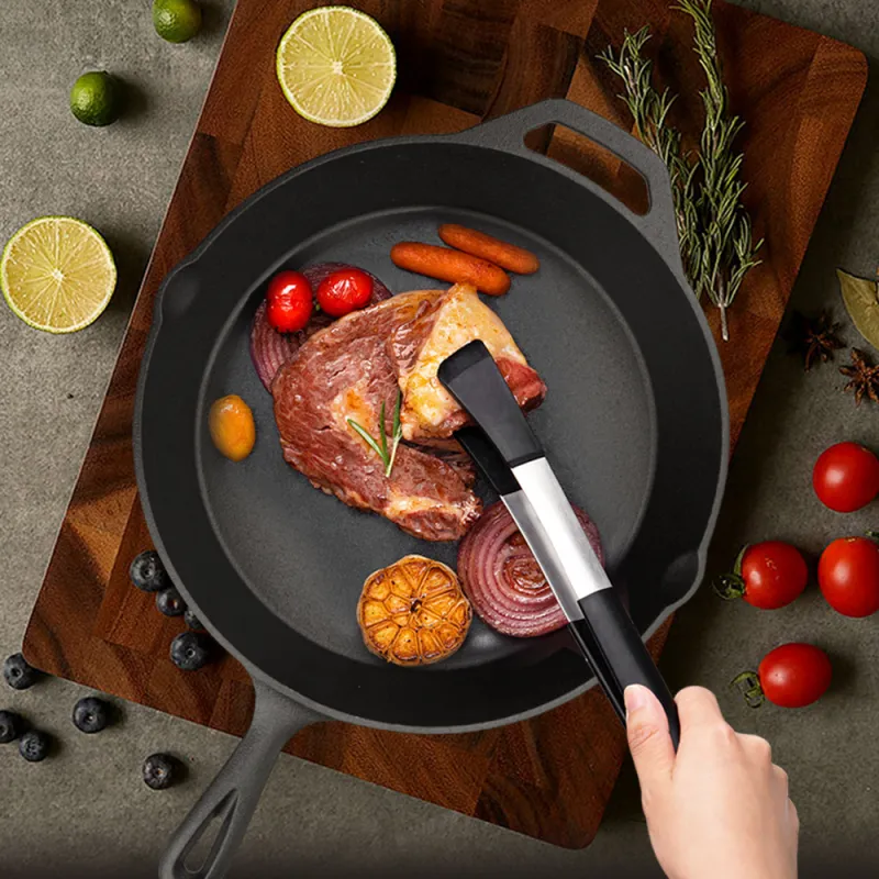 Pre-treated cast iron frying pan with handle, suitable for ovens, uniform heating, heavy-duty large size