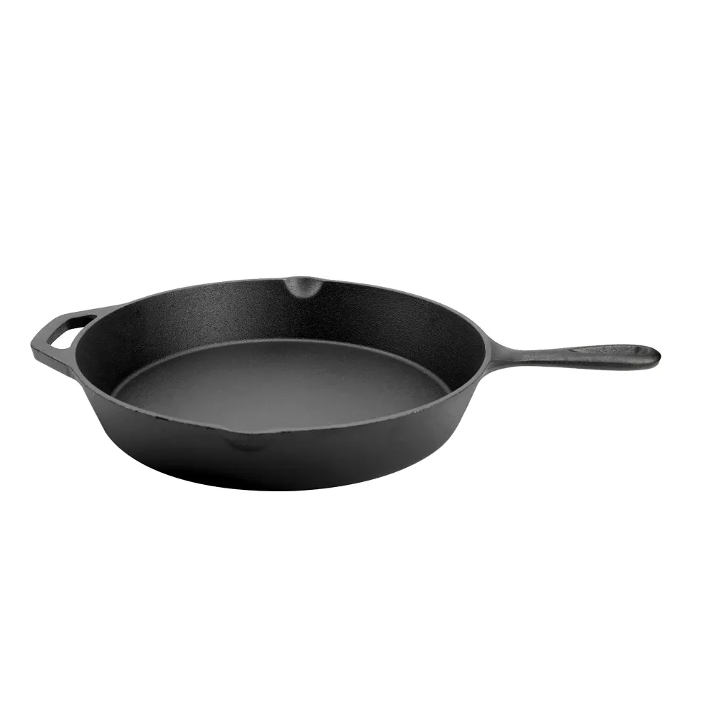 Pre-treated cast iron frying pan with handle, suitable for ovens, uniform heating, heavy-duty large size
