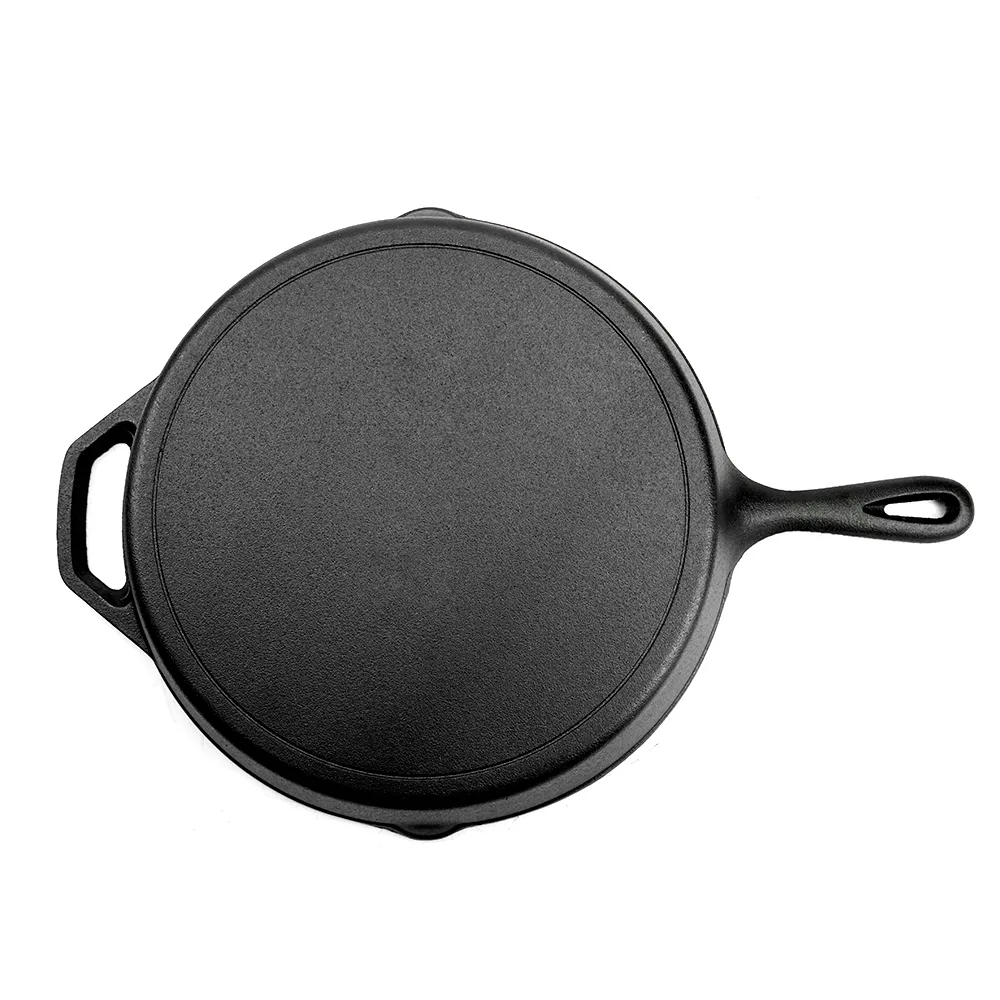 Pre-treated cast iron frying pan with handle, suitable for ovens, uniform heating, heavy-duty large size