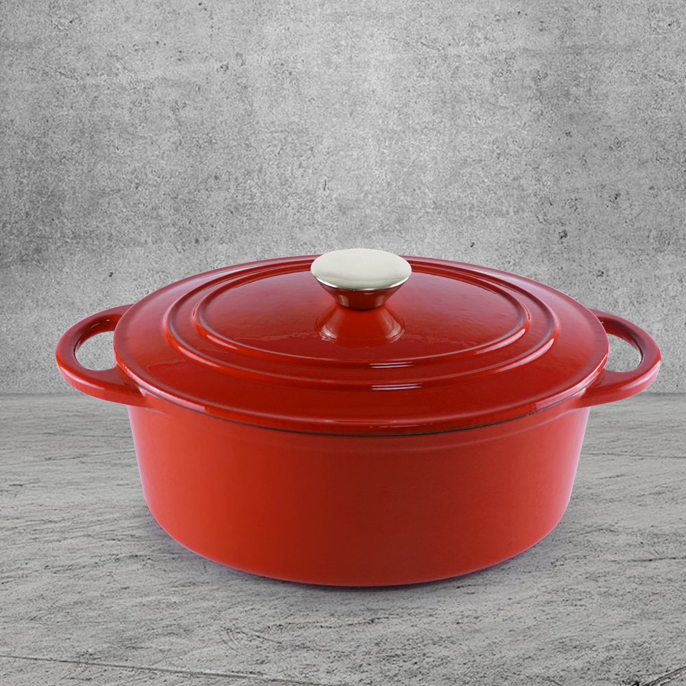 Non-Stick Cast Iron Casserole Red Enamel Non Stick Soup Pot Cast Iron Dutch Oven