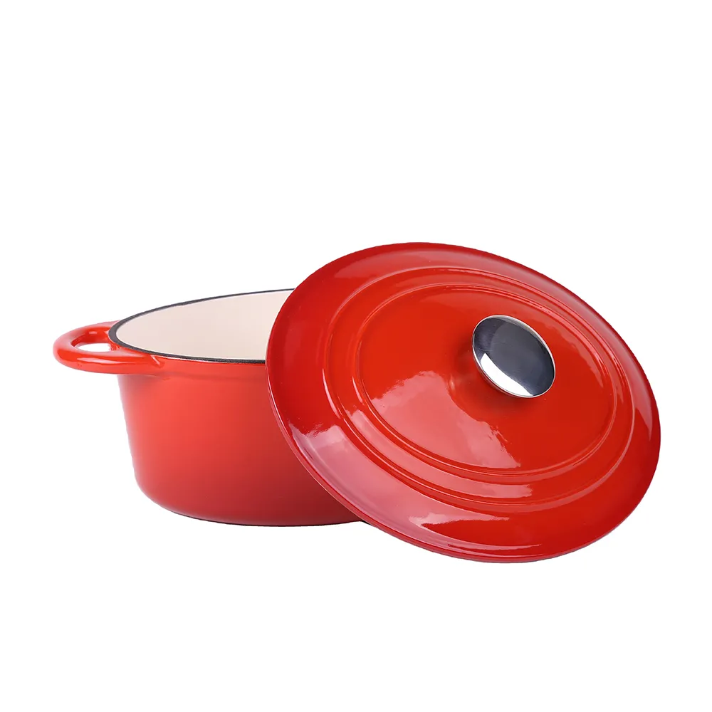 Non-Stick Cast Iron Casserole Red Enamel Non Stick Soup Pot Cast Iron Dutch Oven