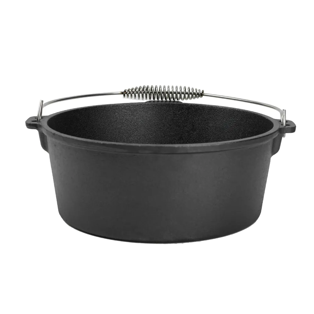 Camping cooking 7-piece set, pre-treated cast iron frying pan with lid, suitable for outdoor barbecues, cooking utensils and frying pan set
