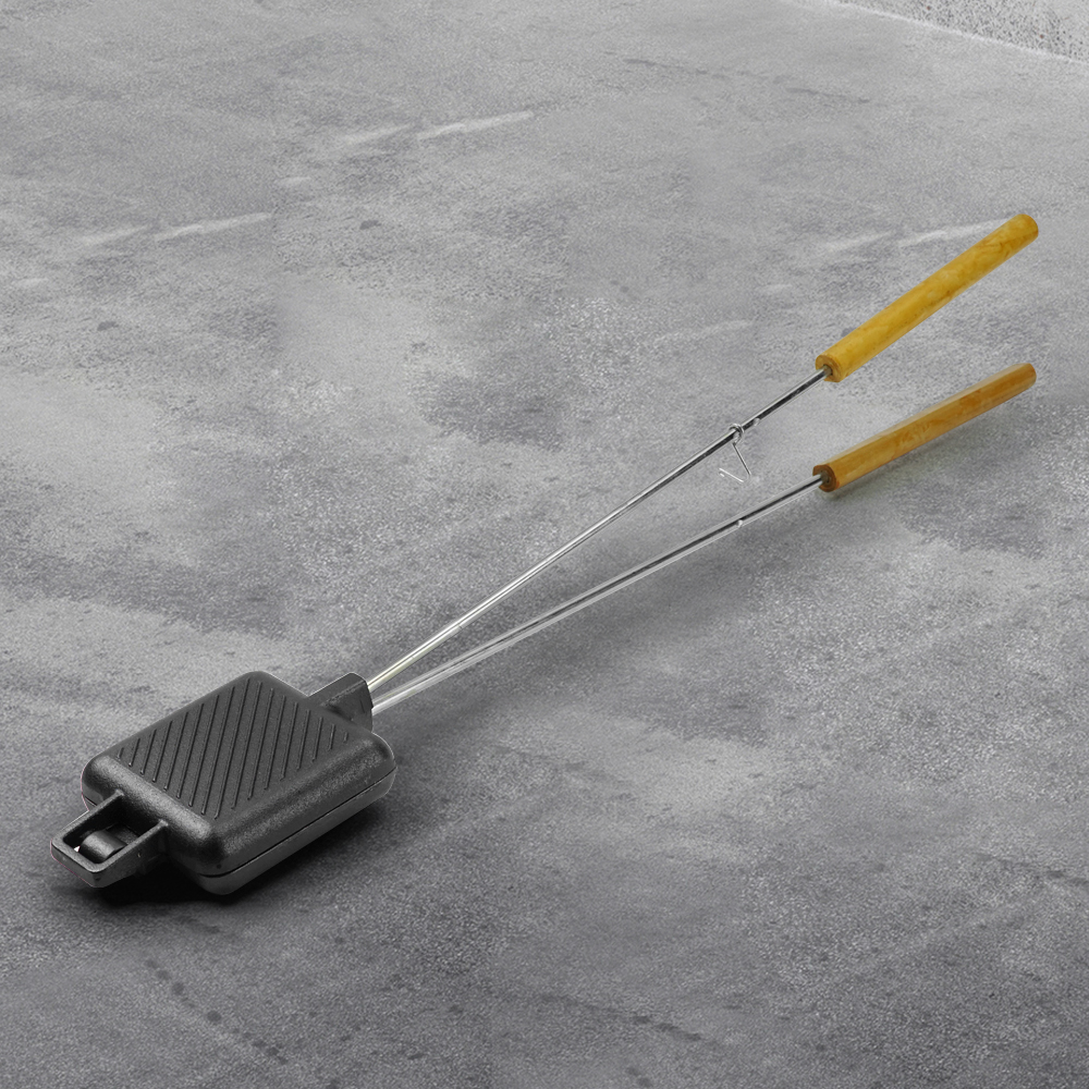 Cast iron rectangular pie machine, double-sided sandwich machine, baking tray with detachable handle, bonfire cooking