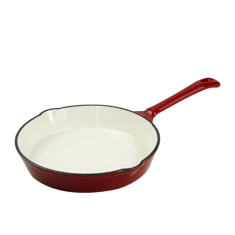 Enamel cast iron frying pan with enamel coating, suitable for stoves and ovens