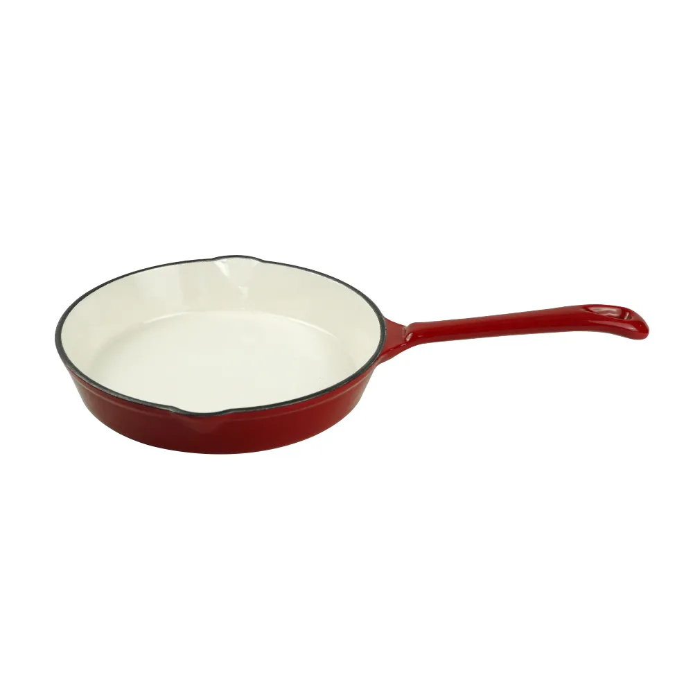 Enamel cast iron frying pan with enamel coating, suitable for stoves and ovens