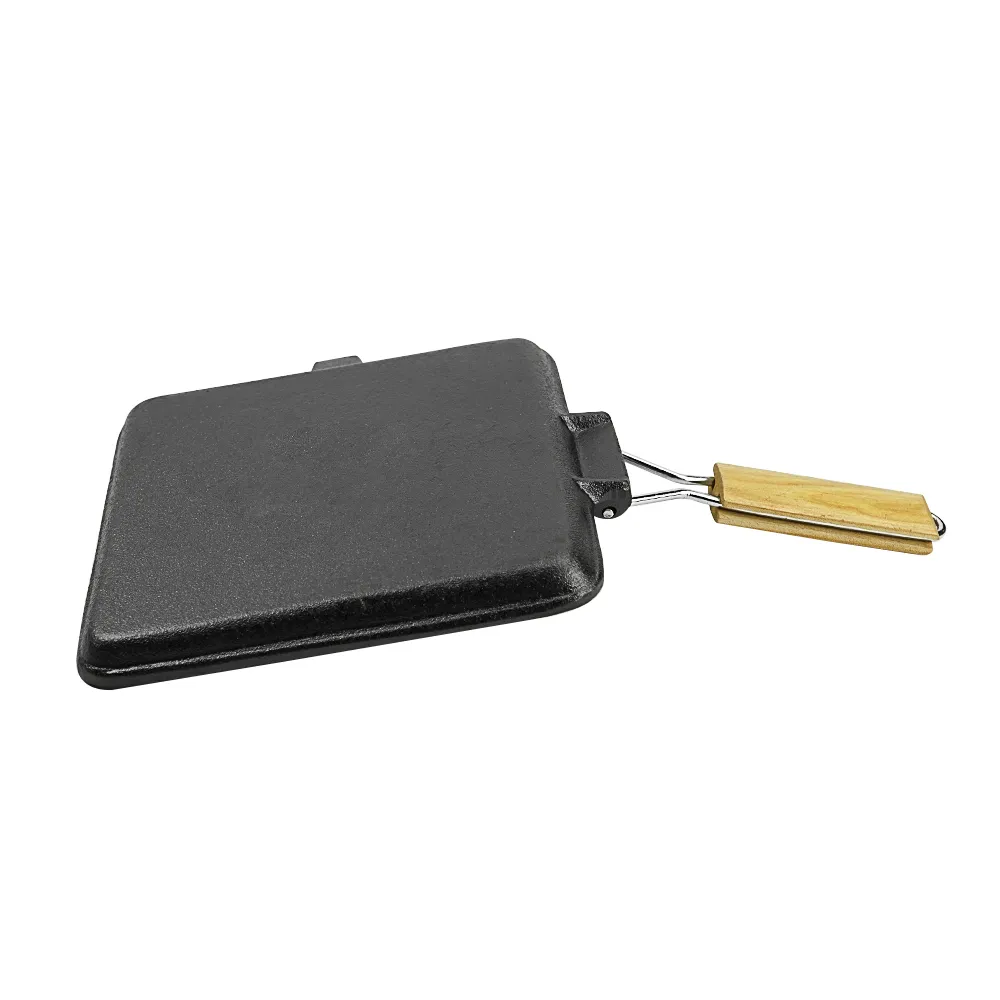Pre-treated cast iron square baking pan, folding handle with split port, steak pan for steak and hamburgers