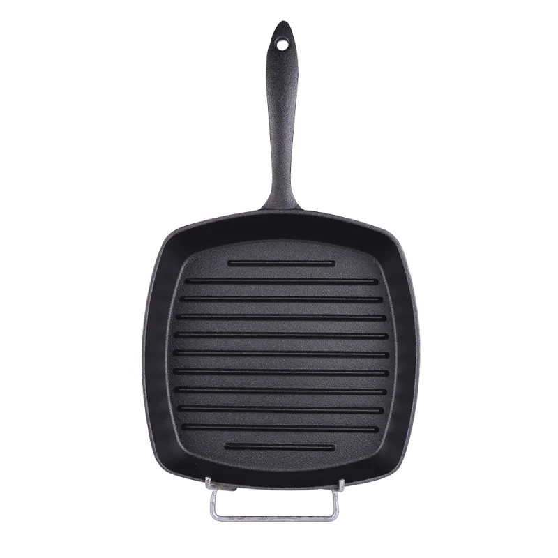 Pre-treated cast iron square baking pan with diversion port, steak pan breakfast frying pan for steaks and hamburgers