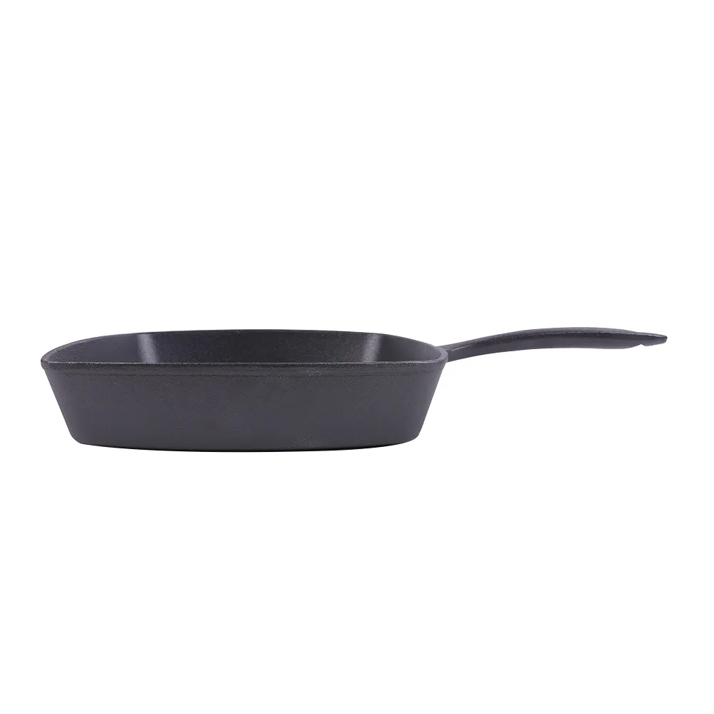 Pre-treated cast iron square baking pan with diversion port, steak pan breakfast frying pan for steaks and hamburgers