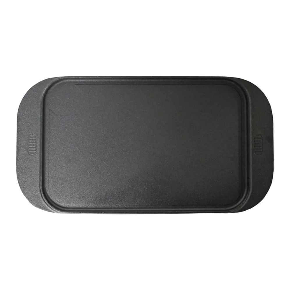 Cast iron baking tray 2-in-1 ribbed flat double-sided baking tray, suitable for cooking on gas stoves, bonfires and ovens