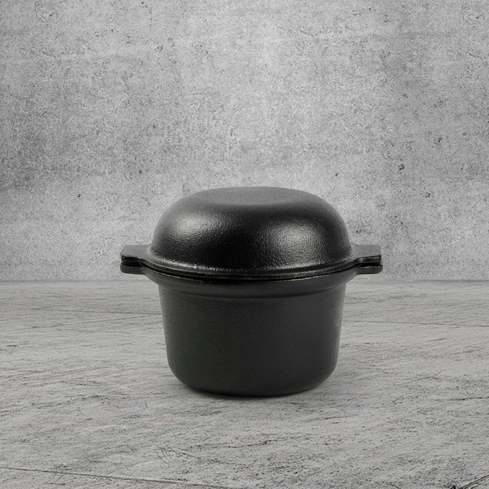 Pre-treated cast iron mini Dutch pot, black covered small pot, durable ...