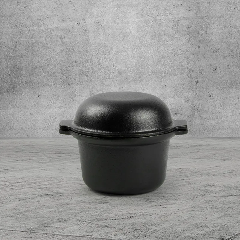 Pre-treated cast iron mini Dutch pot, black small with lid, durable cast iron cookware, suitable for stewing, soups and baking, oven