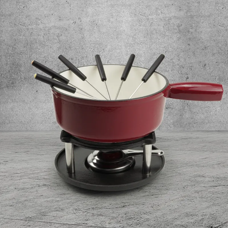 Cast iron hot pot set - Swiss traditional cheese and chocolate hot pot - perfect for melting cheese, chocolate, caramel, etc