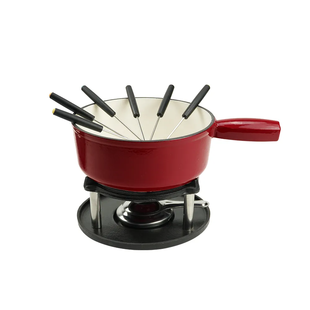 Cast iron hot pot set - Swiss traditional cheese and chocolate hot pot - perfect for melting cheese, chocolate, caramel, etc