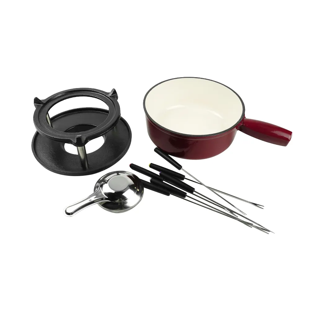 Cast iron hot pot set - Swiss traditional cheese and chocolate hot pot - perfect for melting cheese, chocolate, caramel, etc