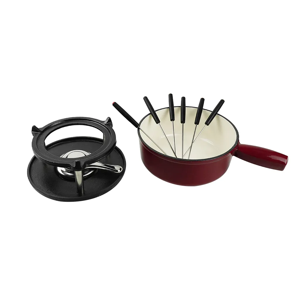 Cast iron hot pot set - Swiss traditional cheese and chocolate hot pot - perfect for melting cheese, chocolate, caramel, etc
