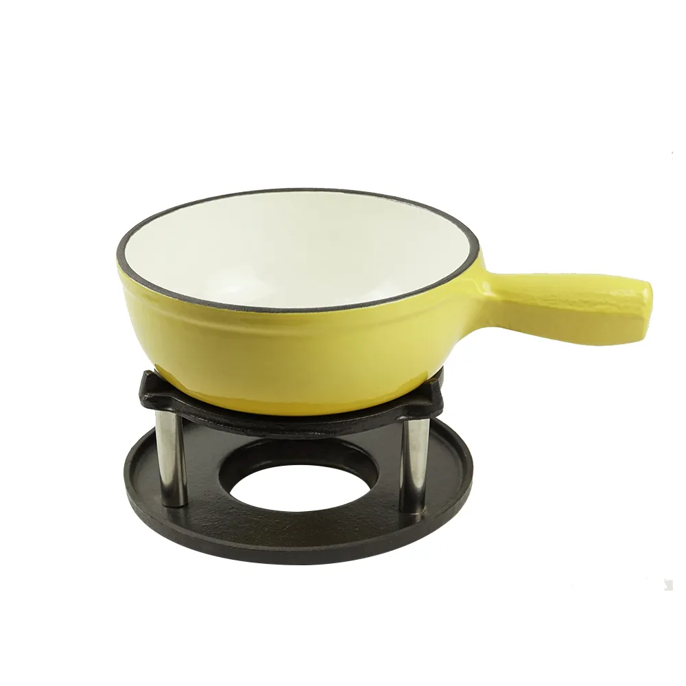 Cast iron hot pot set - Swiss traditional cheese and chocolate hot pot - perfect for melting cheese, chocolate, caramel, etc