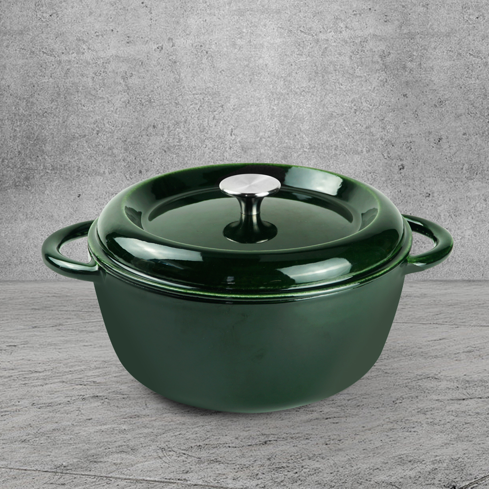 Enamel cast iron Dutch pot with lid, apple-shaped, double handle, a gift for family or friends