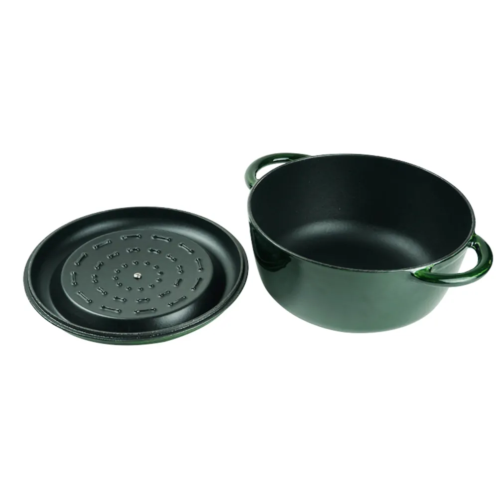 Enamel cast iron Dutch pot with lid, apple-shaped, double handle, a gift for family or friends