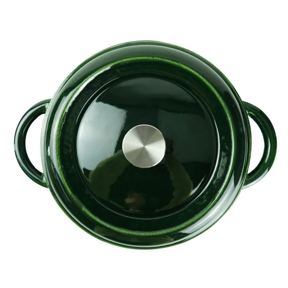 Enamel cast iron Dutch pot with lid, apple-shaped, double handle, a gift for family or friends