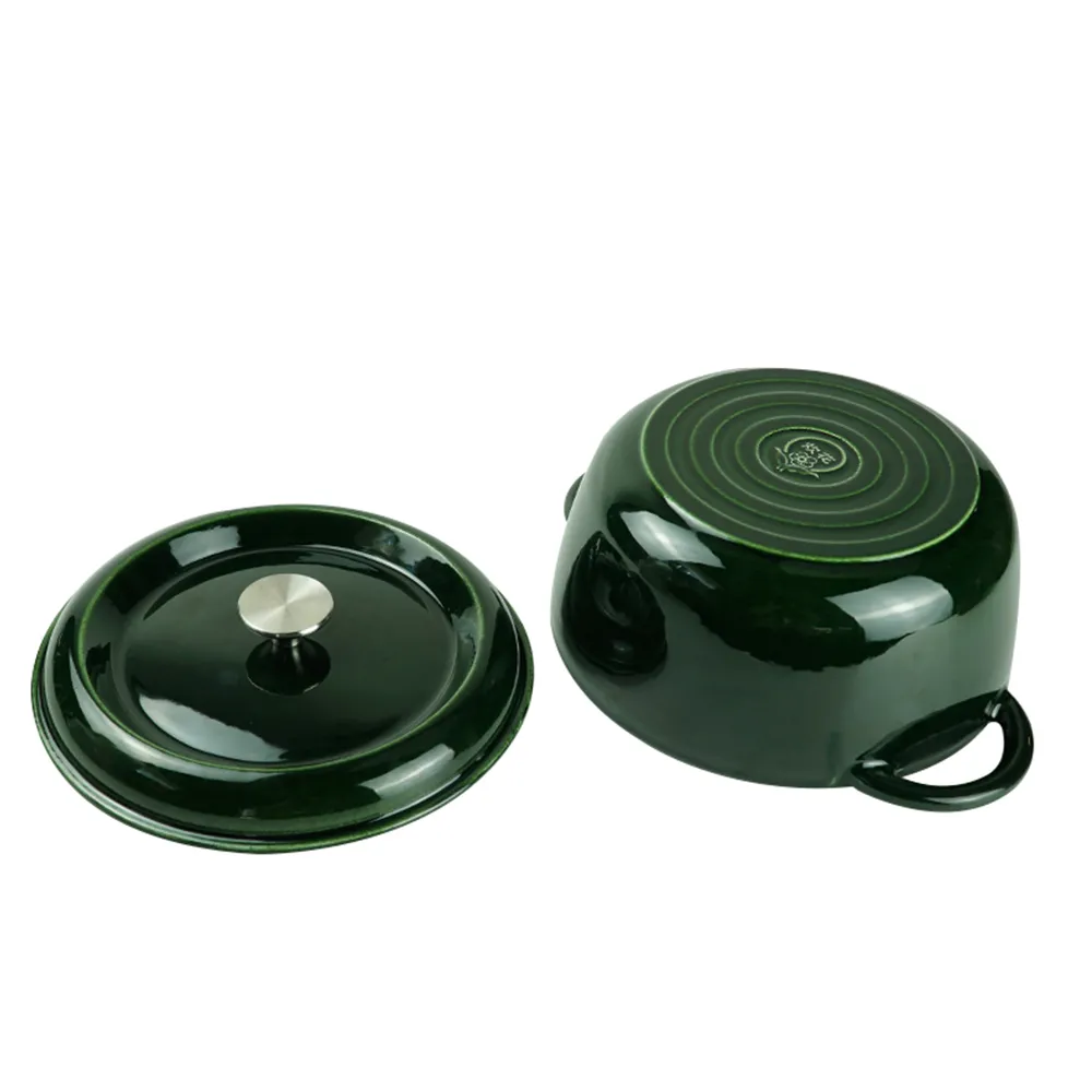 Enamel cast iron Dutch pot with lid, apple-shaped, double handle, a gift for family or friends