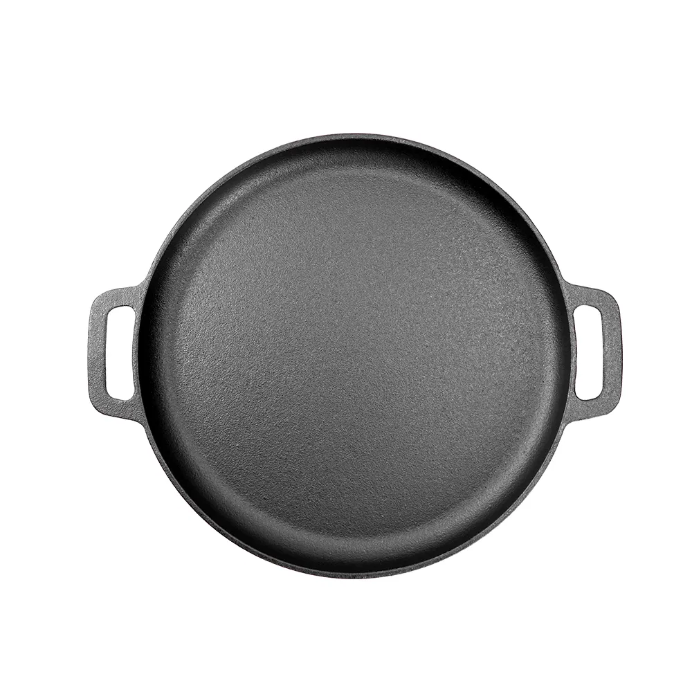 Cast iron pizza tray, outdoor camping multi-functional baking tray, suitable for ovens, stoves, barbecue grills or bonfires - durable and uniform heating