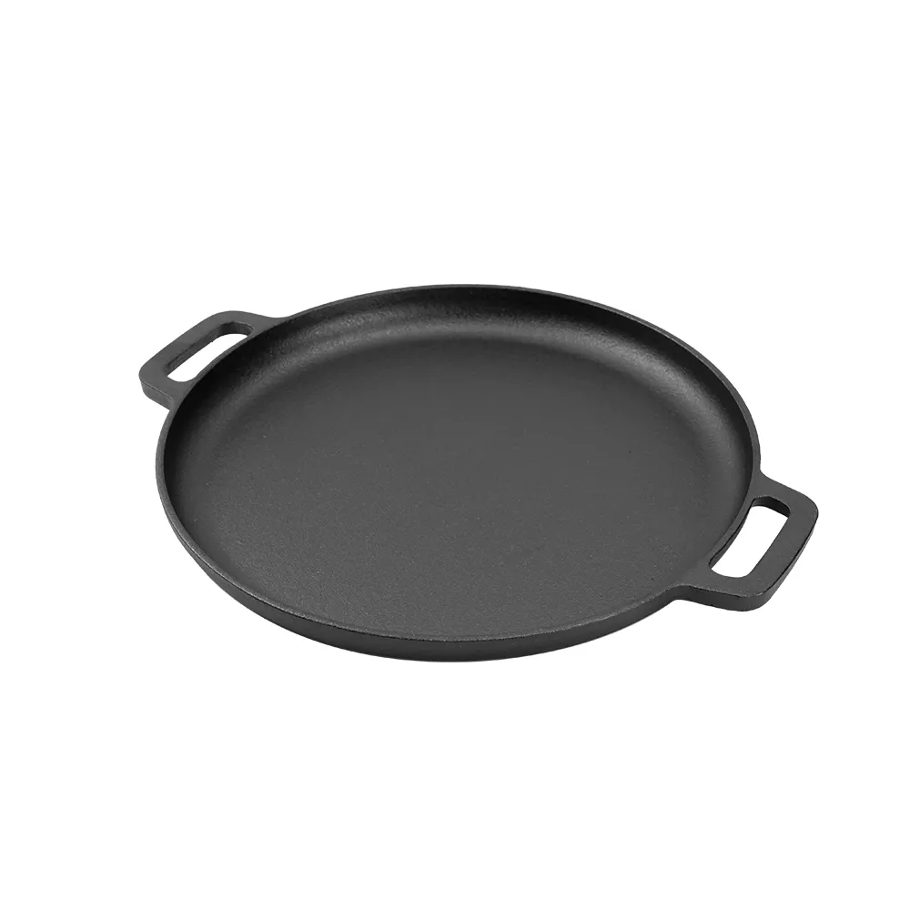 Cast iron pizza tray, outdoor camping multi-functional baking tray, suitable for ovens, stoves, barbecue grills or bonfires - durable and uniform heating