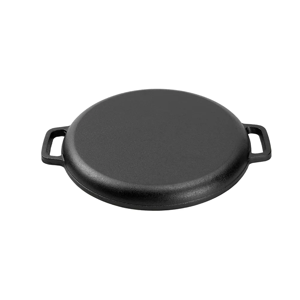 Cast iron pizza tray, outdoor camping multi-functional baking tray, suitable for ovens, stoves, barbecue grills or bonfires - durable and uniform heating