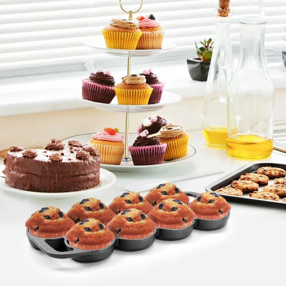 Rectangular cast iron cookie tray, pre-treated mini cake tray kitchenware, suitable for muffins and scones