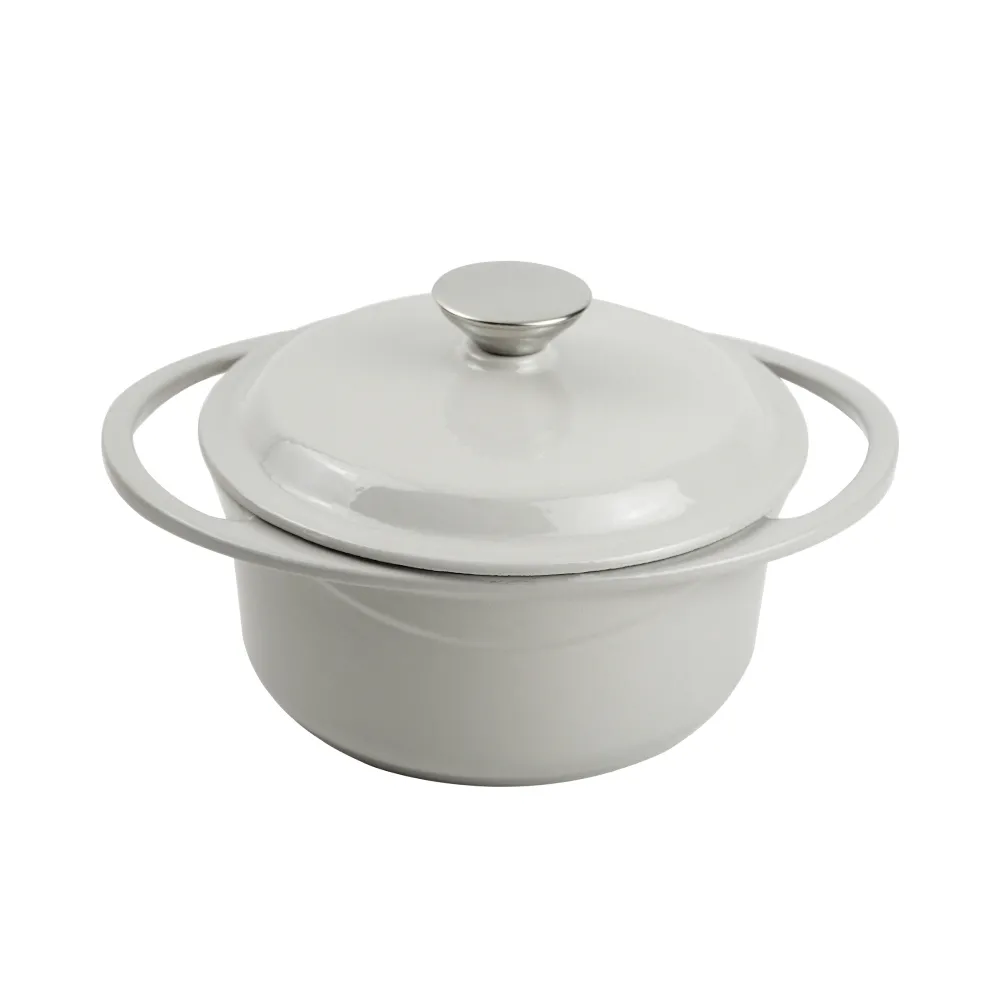 Dutch oven cast iron casserole 21 cm round colored enamel enamel pot (gray)