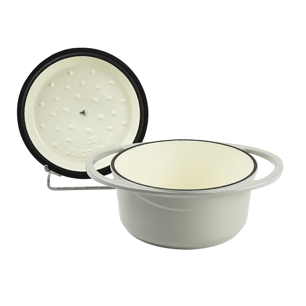 Dutch oven cast iron casserole 21 cm round colored enamel enamel pot (gray)