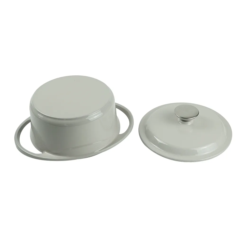 Dutch oven cast iron casserole 21 cm round colored enamel enamel pot (gray)