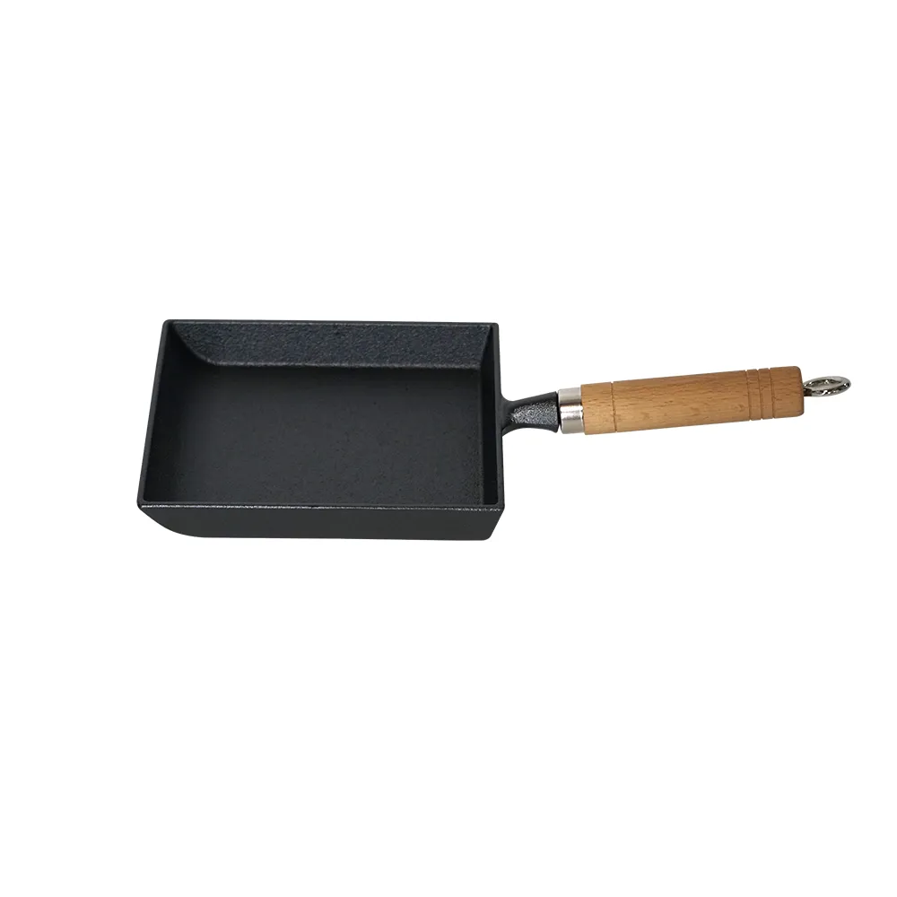 Egg pancake Japanese omelette pan/egg pan, rectangular iron tamagoyaki pan with wooden handle