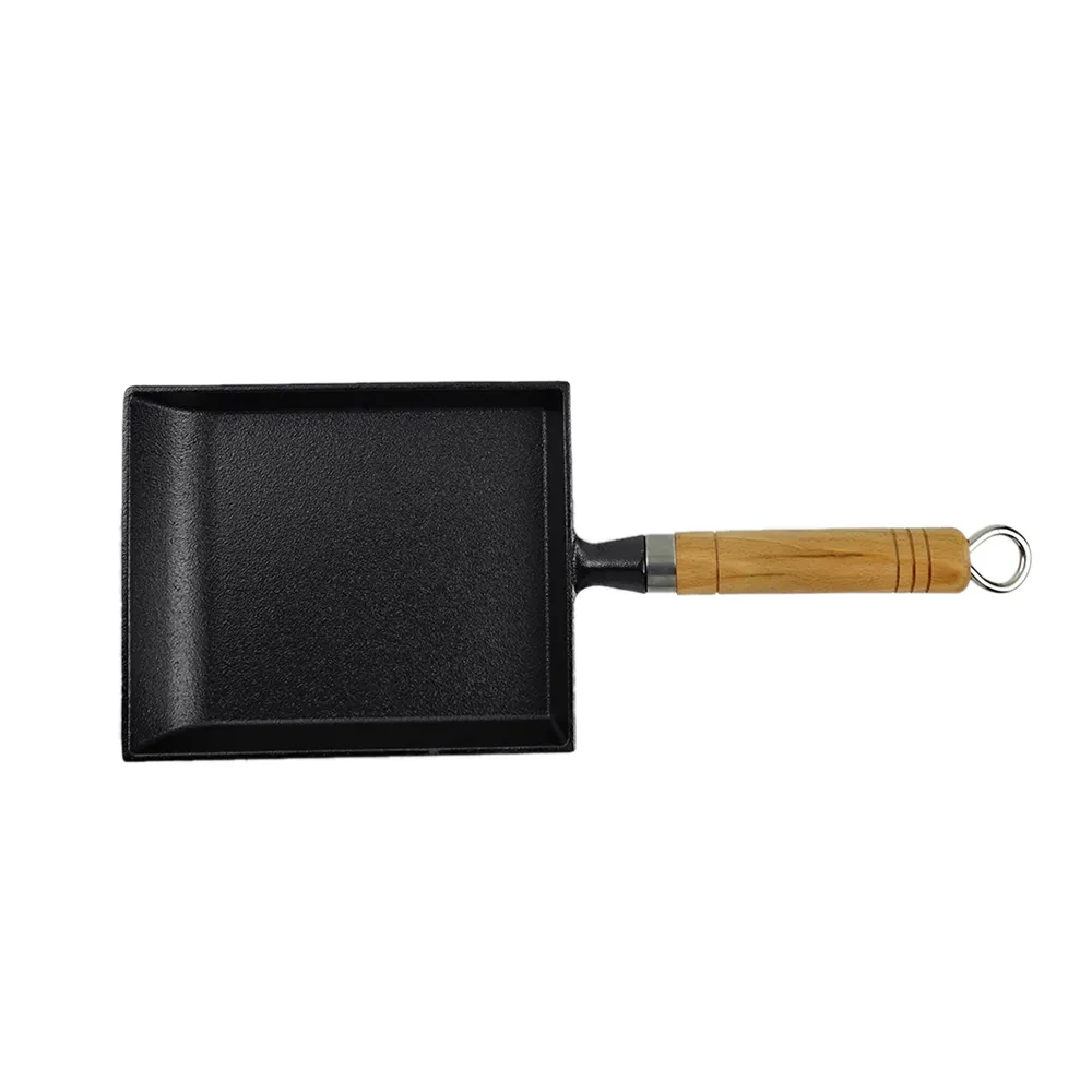 Egg pancake Japanese omelette pan/egg pan, rectangular iron tamagoyaki pan with wooden handle