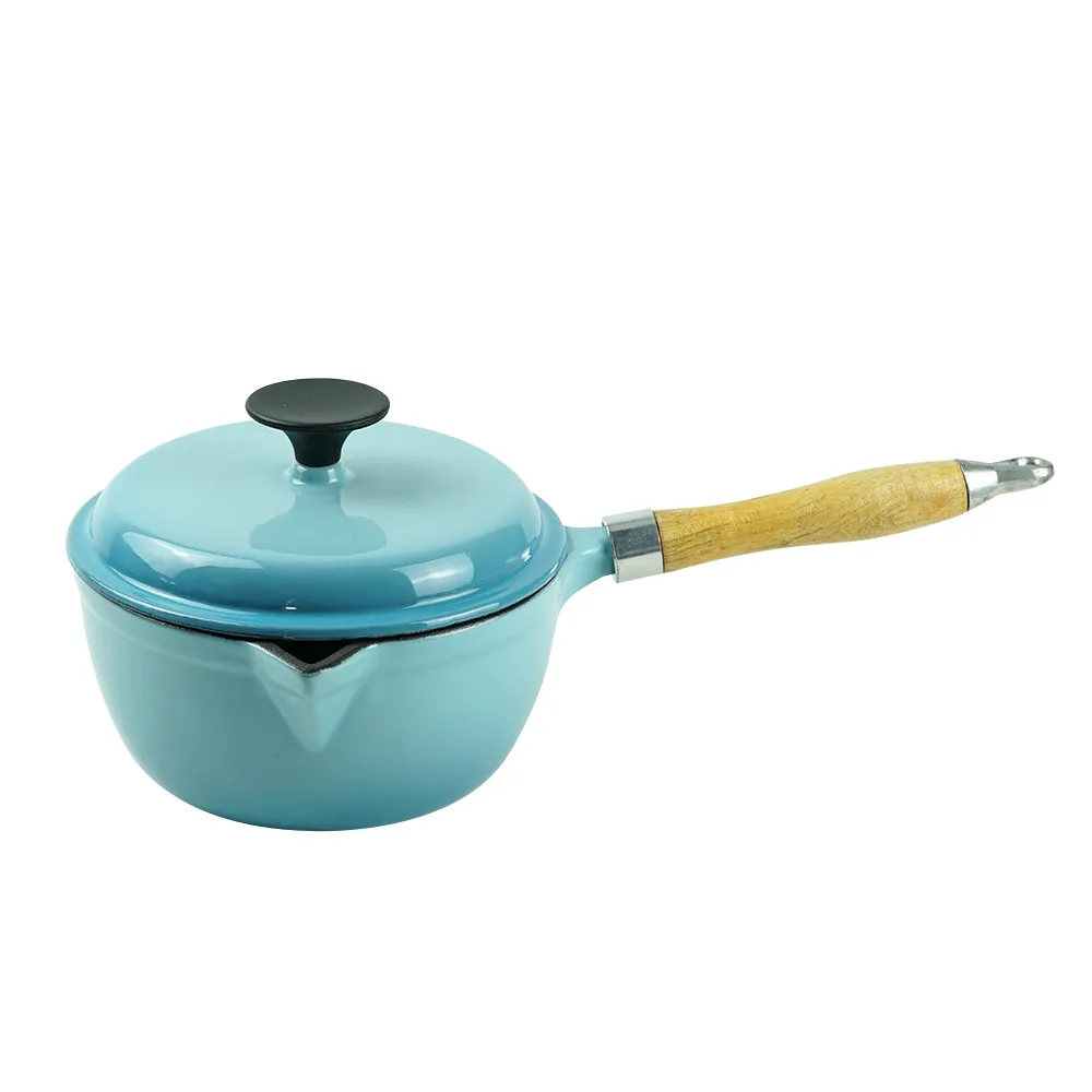 Enamel cast iron stew pot, covered small milk pot, mini Dutch oven, for cooking sauces, meat juices, puddings and marinades