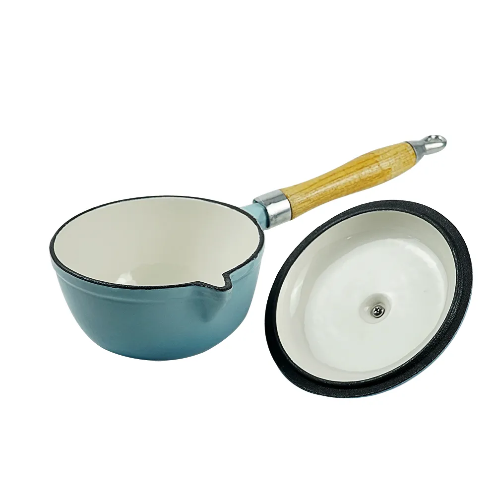 Enamel cast iron stew pot, covered small milk pot, mini Dutch oven, for cooking sauces, meat juices, puddings and marinades